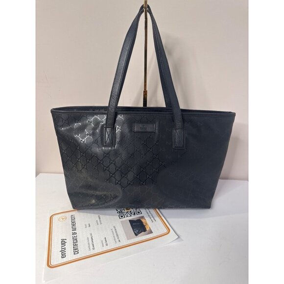 Gucci Imprime Monogram Zippered Tote Black Authenticity Guaranteed - Picture 2 of 5